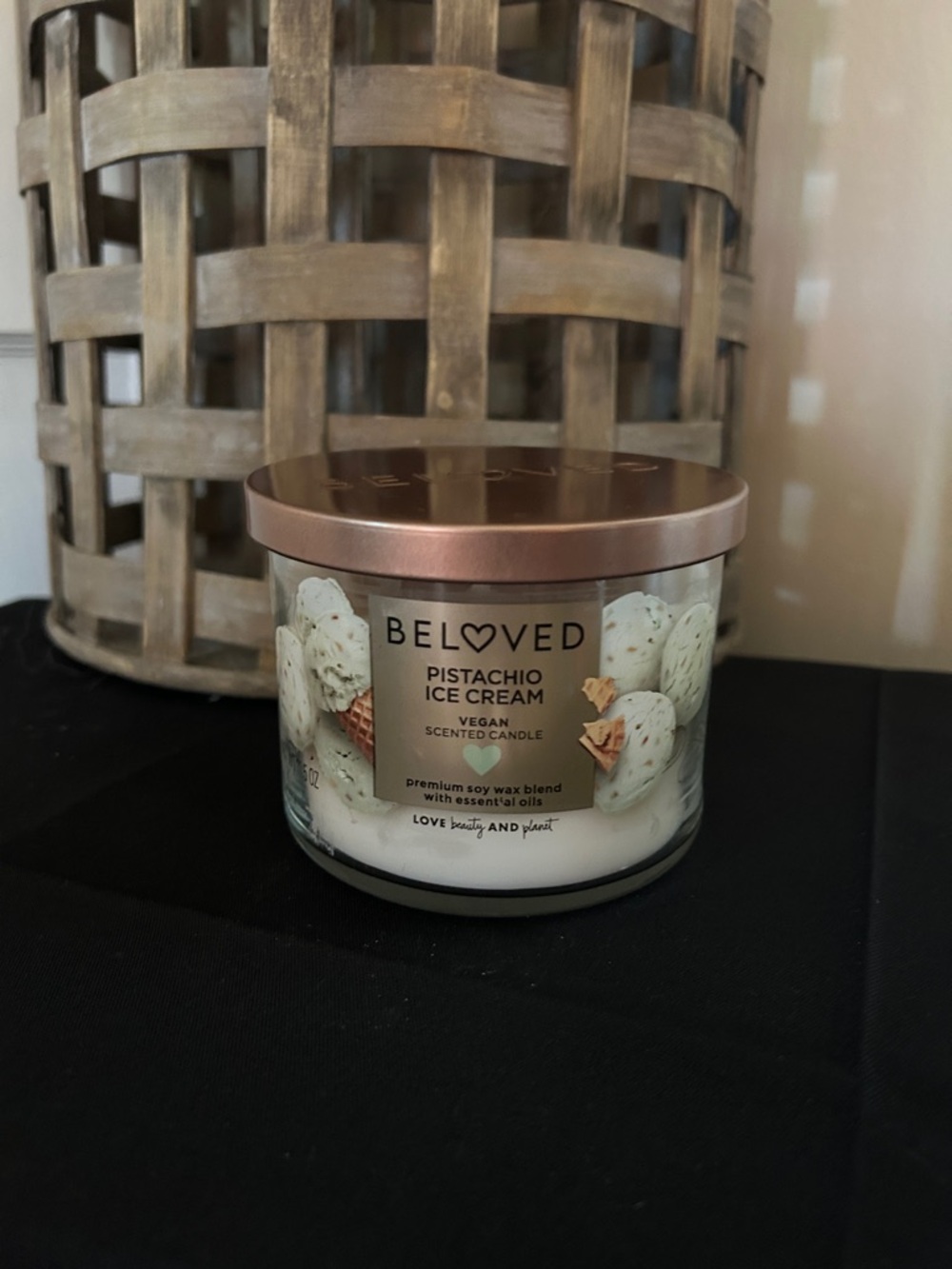 Pistachio Ice Cream Scented Candle - White with Rose Gold Lid by Beloved